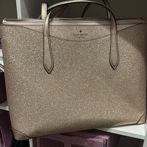 Kate Spade Gold Metallic Tote Bag with Structured Design